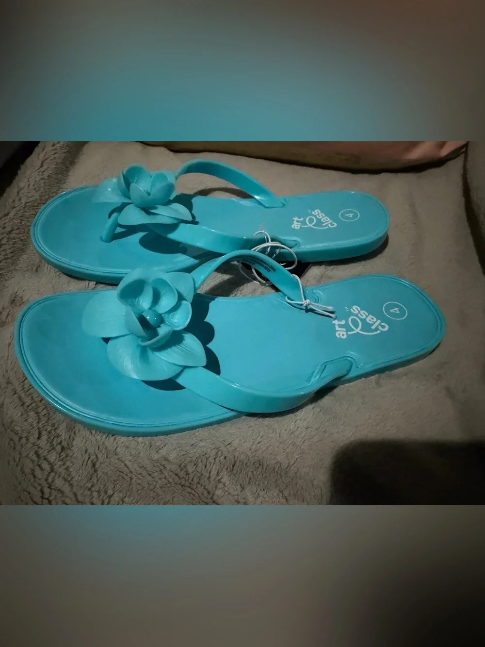 Girls Art Class Blue Capri Flower Jelly Sandal